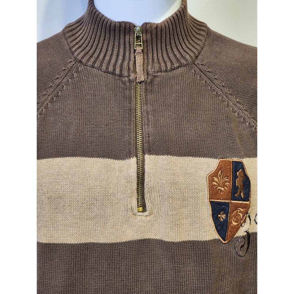 Disney Store Grumpy Crest 1/4 Zip Sweater Mens Large Brown Embroidered Pullover - Picture 2 of 11